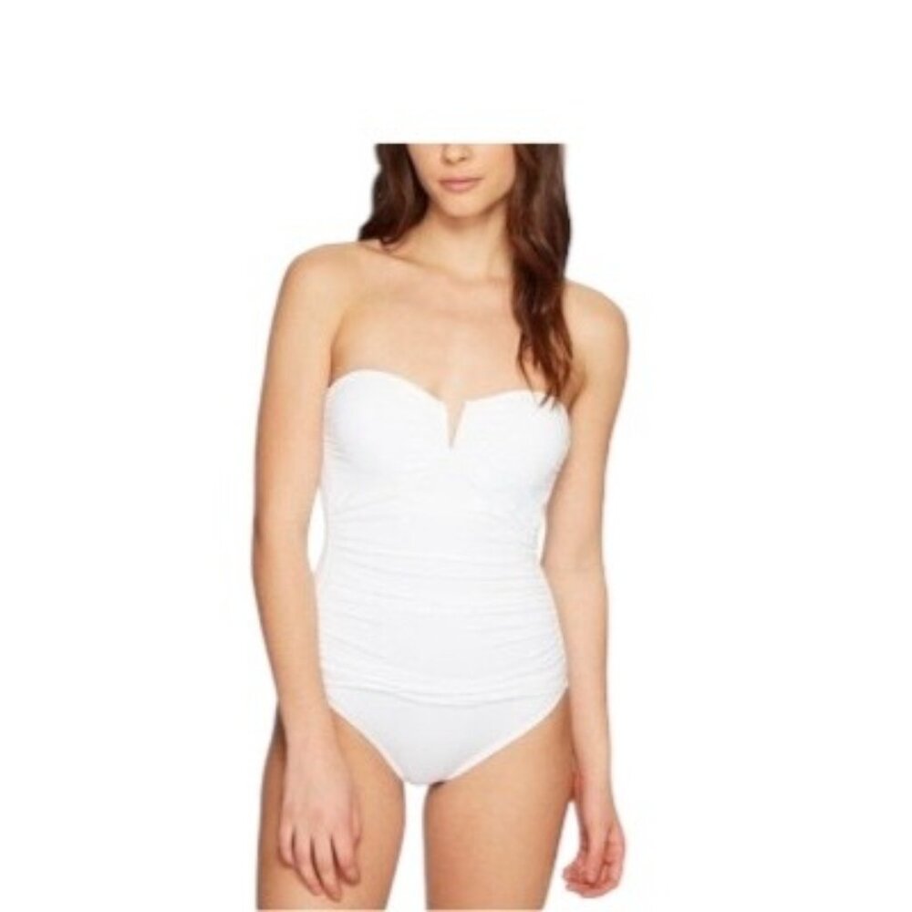 Tommy Bahama Pearl V Wire Bandeau Swimsuit White Size 8